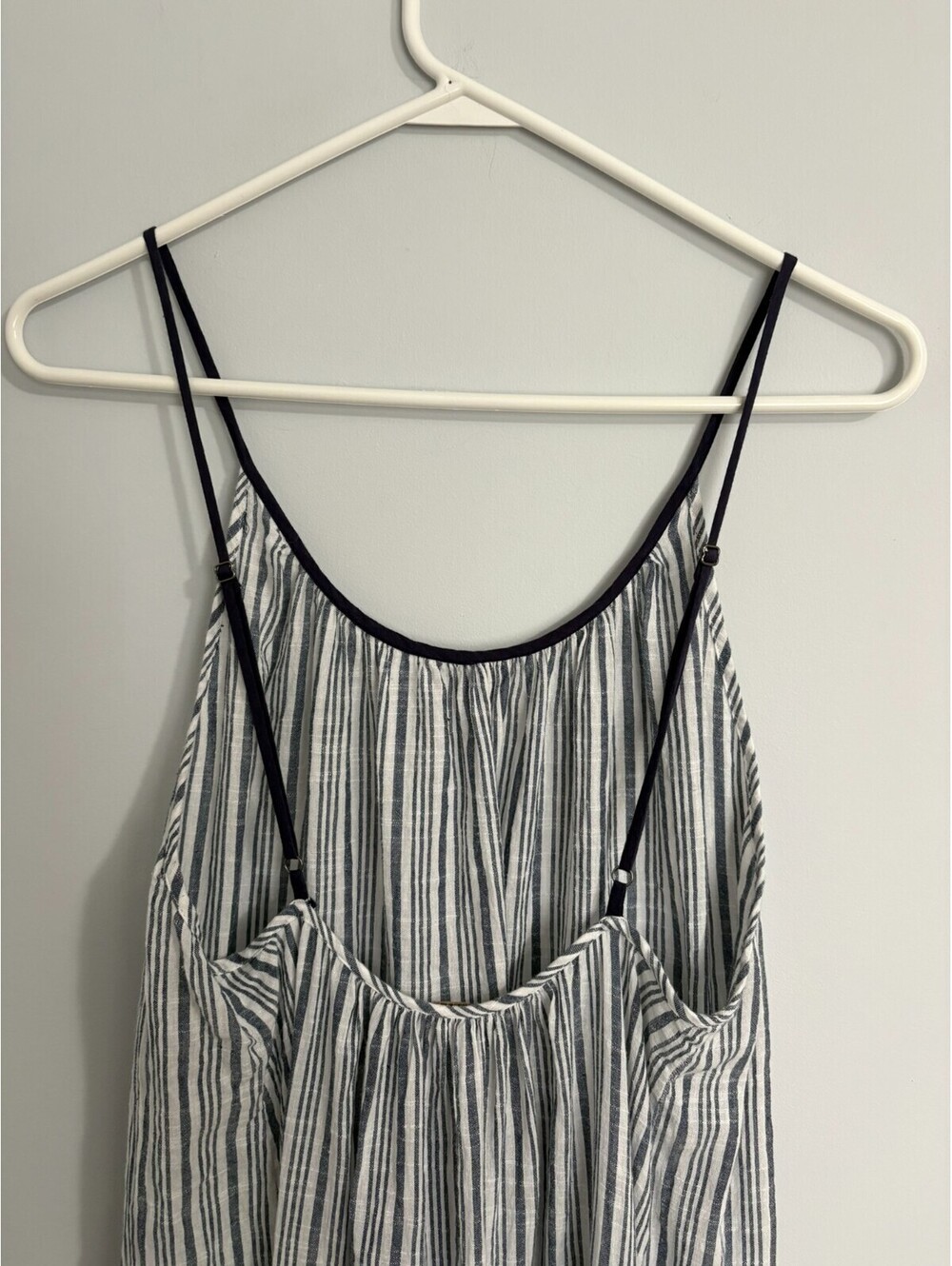 Saks Fifth Avenue XL Maxi Sundress Airy Thin-Striped Navy White Cotton - Picture 5 of 10
